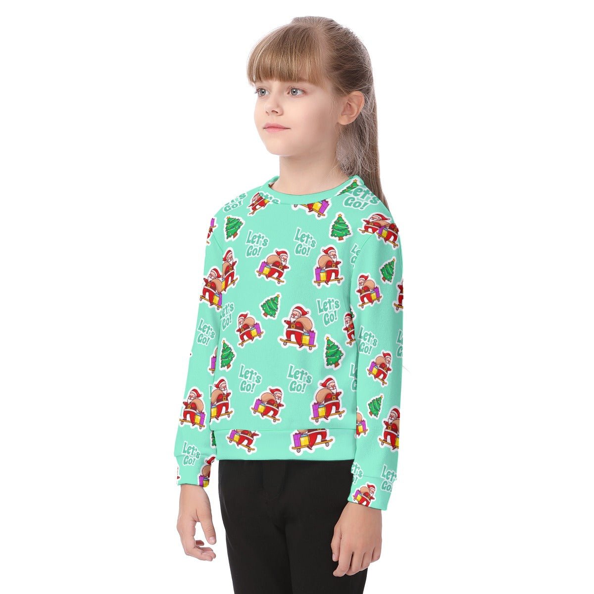 Kid's Christmas Sweater - Green "Let's Go" - Festive Style