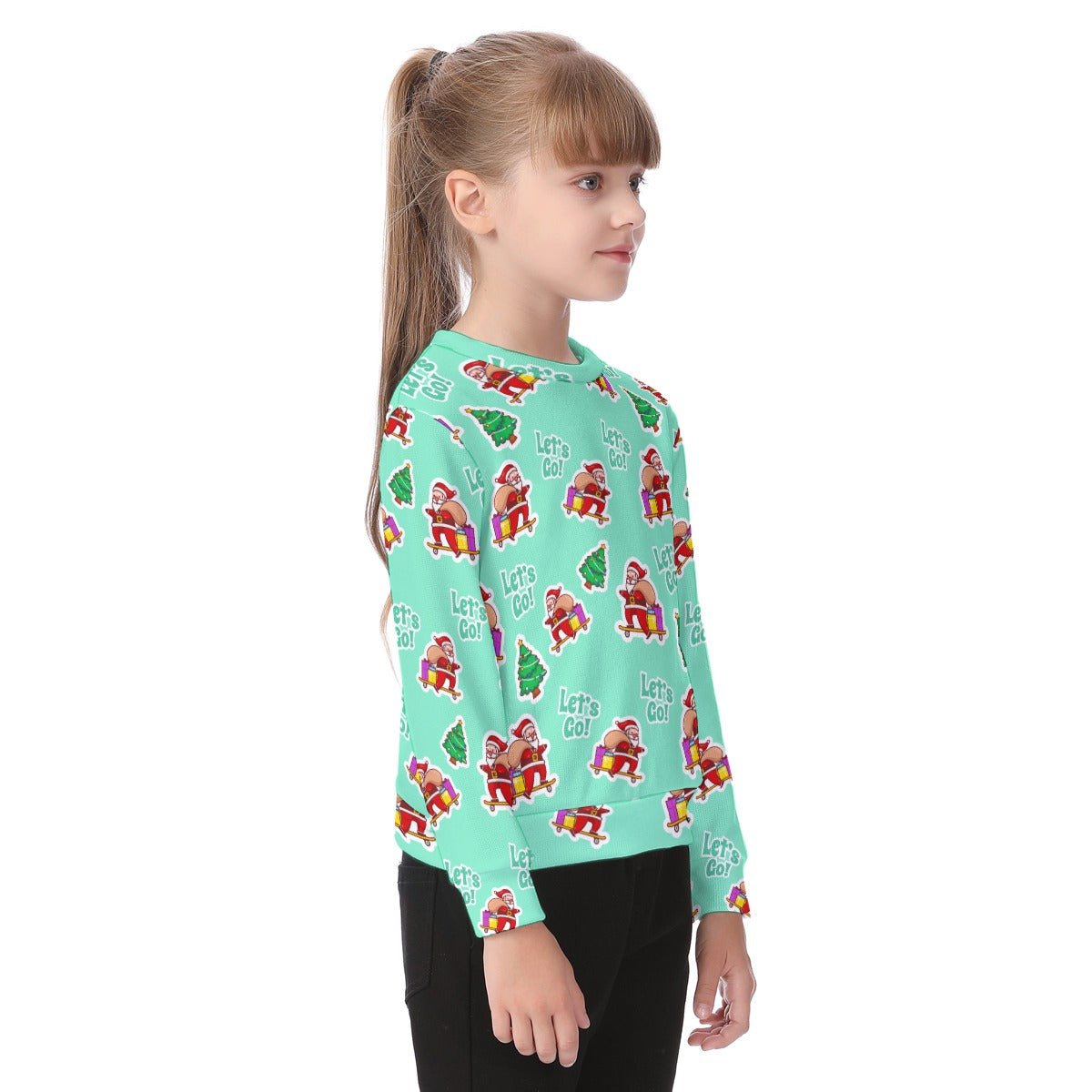 Kid's Christmas Sweater - Green "Let's Go" - Festive Style