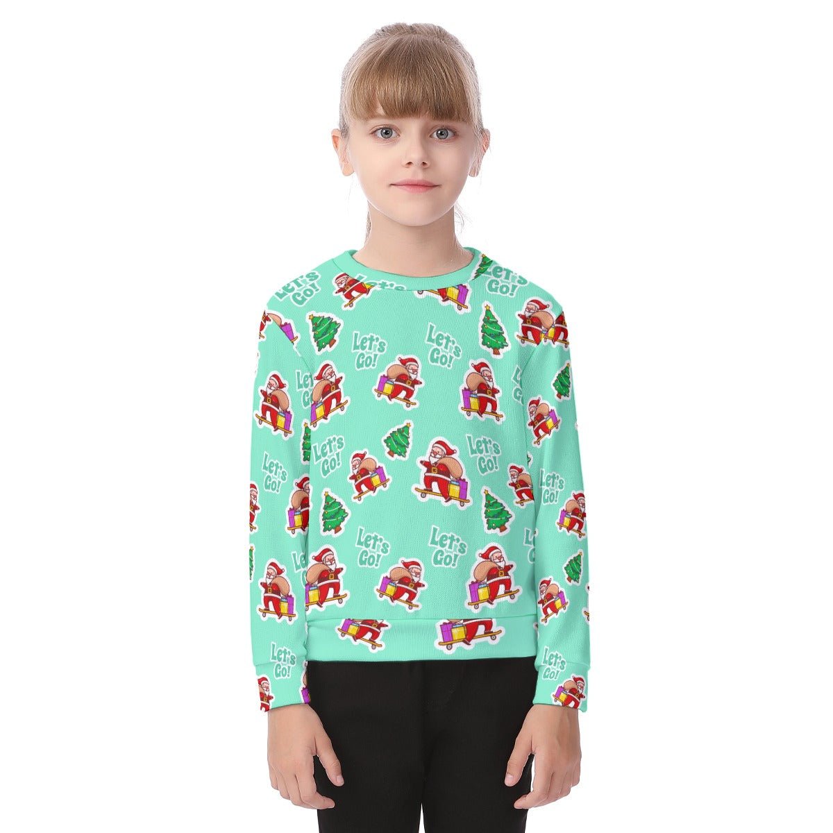 Kid's Christmas Sweater - Green "Let's Go" - Festive Style