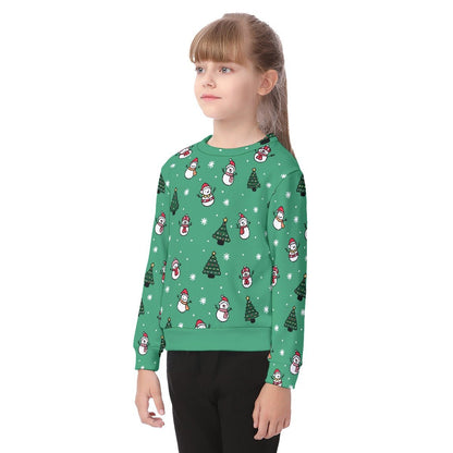 Kid's Christmas Sweater - Green Snowman