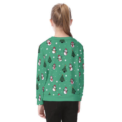 Kid's Christmas Sweater - Green Snowman