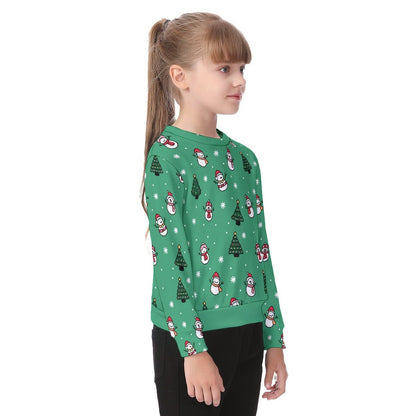 Kid's Christmas Sweater - Green Snowman