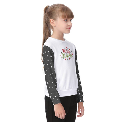 Kid's Christmas Sweater - Merry Christmas - Black Sleeves - Festive Style