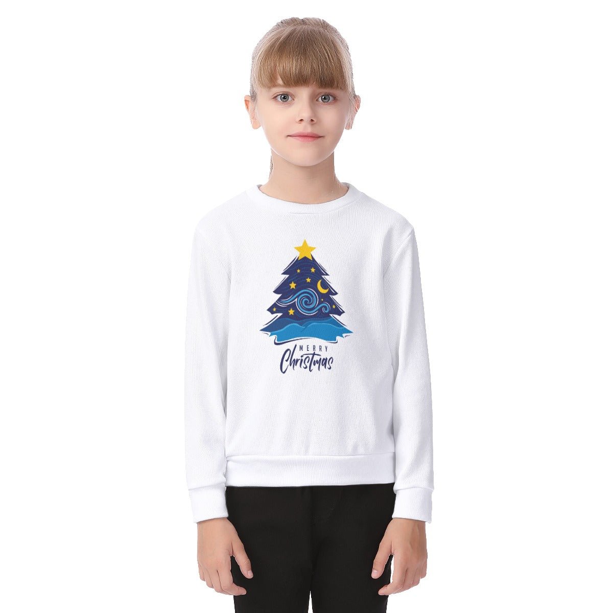 Kid's Christmas Sweater - Merry Christmas - Blue Tree - Festive Style