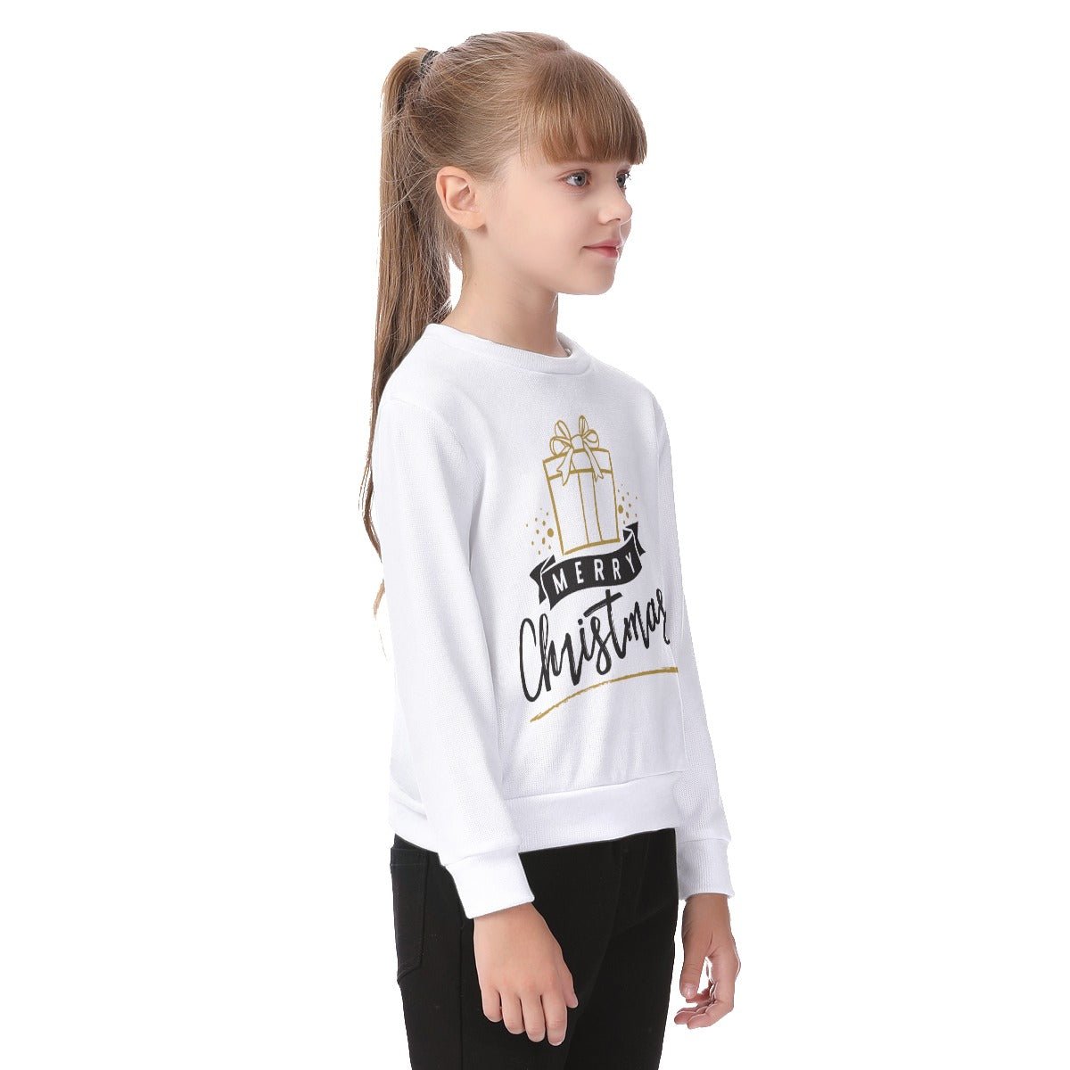 Kid's Christmas Sweater - Merry Christmas - Gold Present - Festive Style