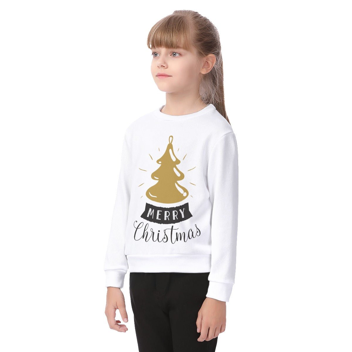 Kid's Christmas Sweater - Merry Christmas - Gold Tree - Festive Style