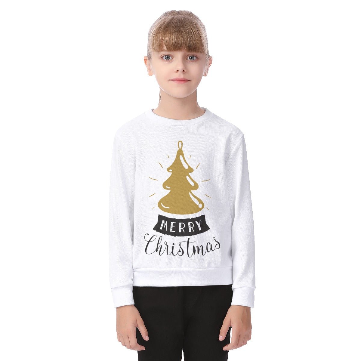 Kid's Christmas Sweater - Merry Christmas - Gold Tree - Festive Style