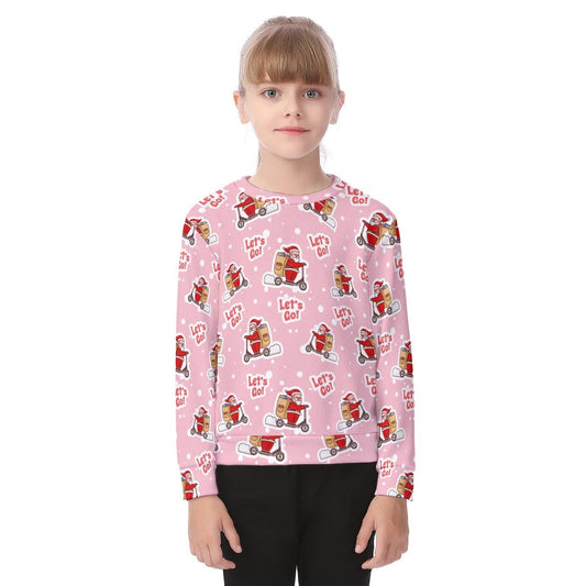 Kid's Christmas Sweater - Pink "Let's Go" - Festive Style