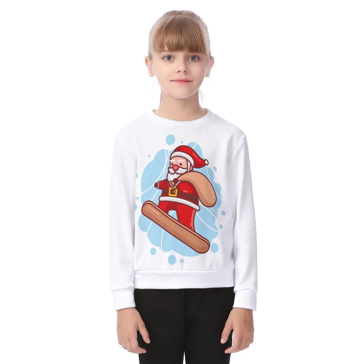 Kid's Christmas Sweater - Santa Snowboarder - Festive Style