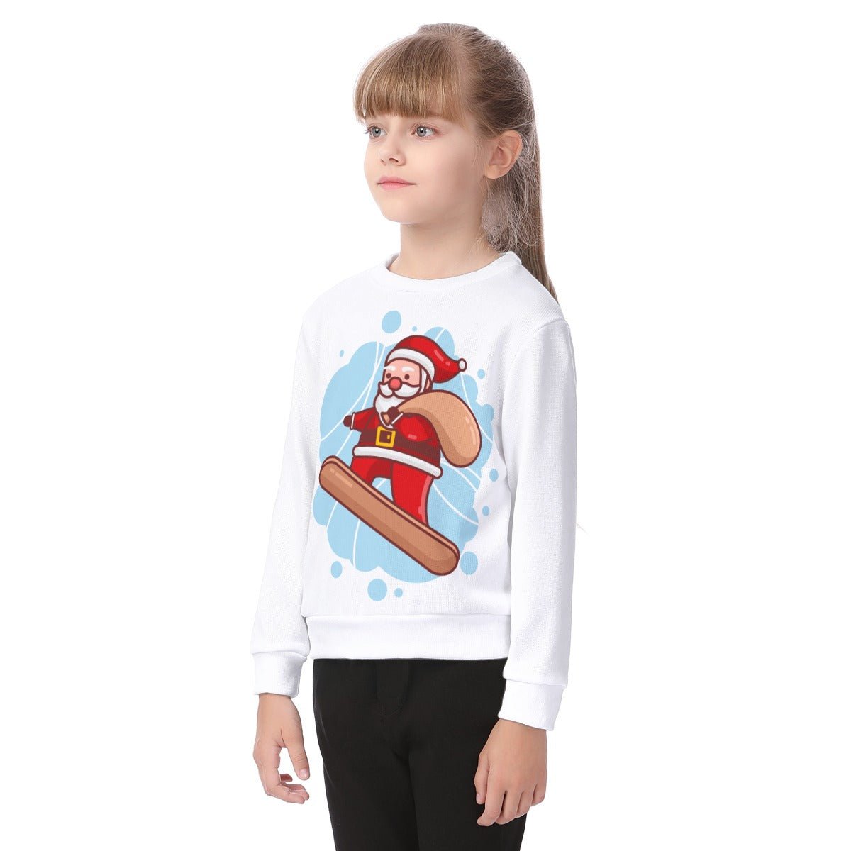 Kid's Christmas Sweater - Santa Snowboarder - Festive Style