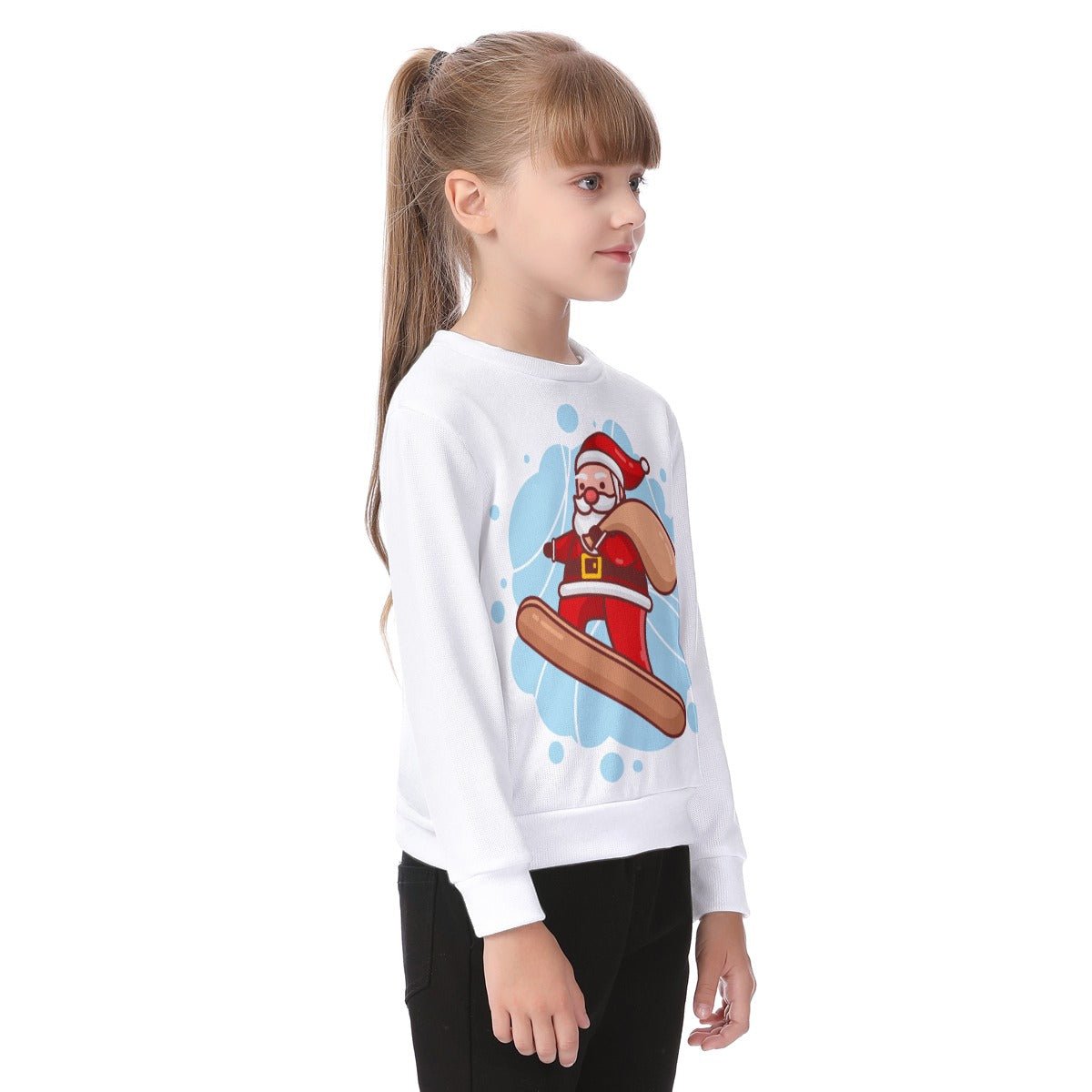 Kid's Christmas Sweater - Santa Snowboarder - Festive Style