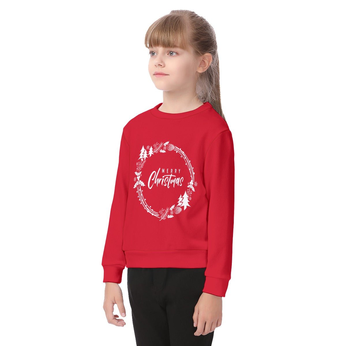 Kid's Christmas Sweater - Simple Wreath - White