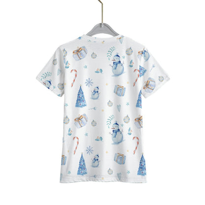 Kid's Christmas T-Shirt - Blue Pattern