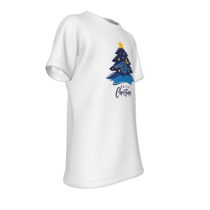 Kid's Christmas T-Shirt - Merry Christmas - Blue Tree - Festive Style