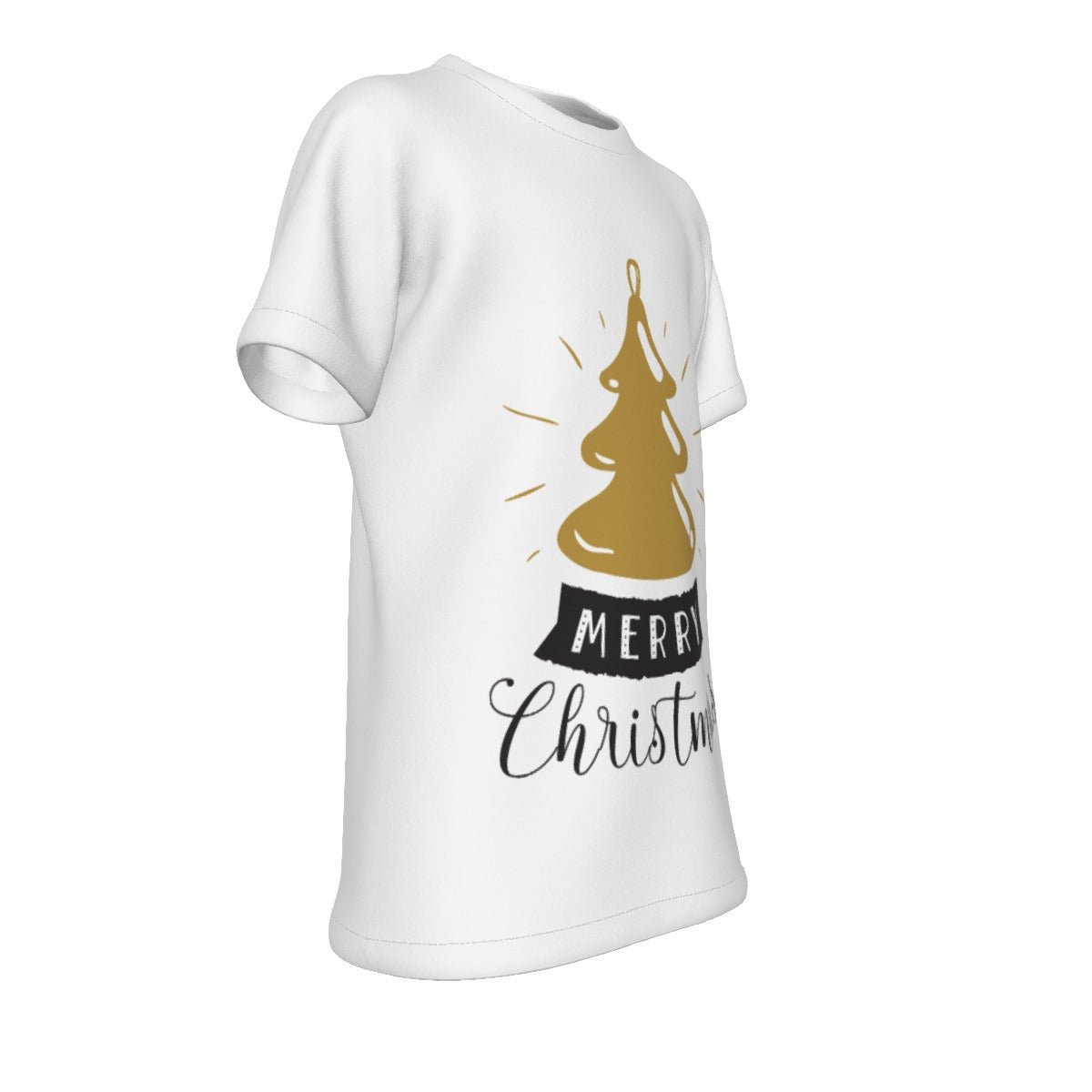 Kid's Christmas T-Shirt - Merry Christmas - Gold Tree - Festive Style