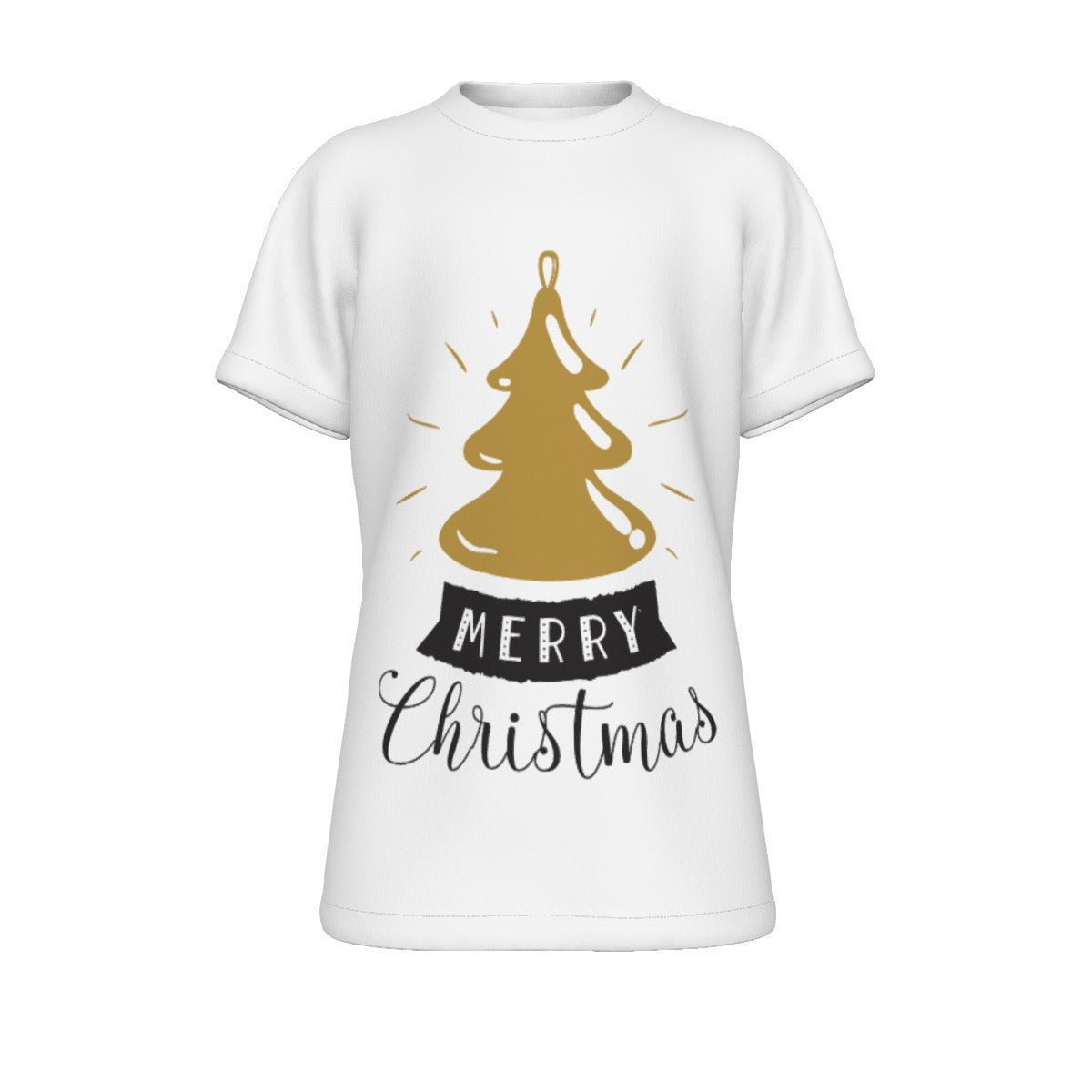 Kid's Christmas T-Shirt - Merry Christmas - Gold Tree - Festive Style