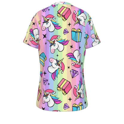 Kid's Christmas T-Shirt - Rainbow Unicorns - Festive Style