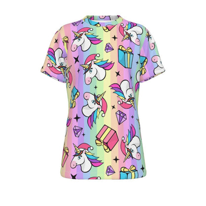 Kid's Christmas T-Shirt - Rainbow Unicorns - Festive Style