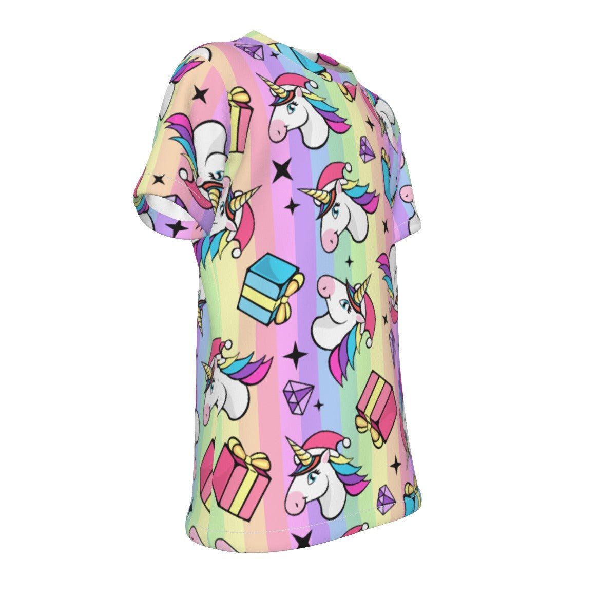 Kid's Christmas T-Shirt - Rainbow Unicorns - Festive Style
