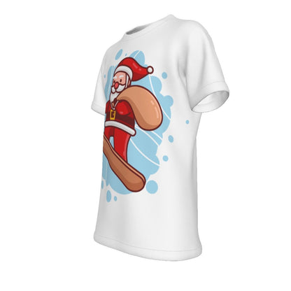 Kid's Christmas T-Shirt - Santa Snowboarder - Festive Style