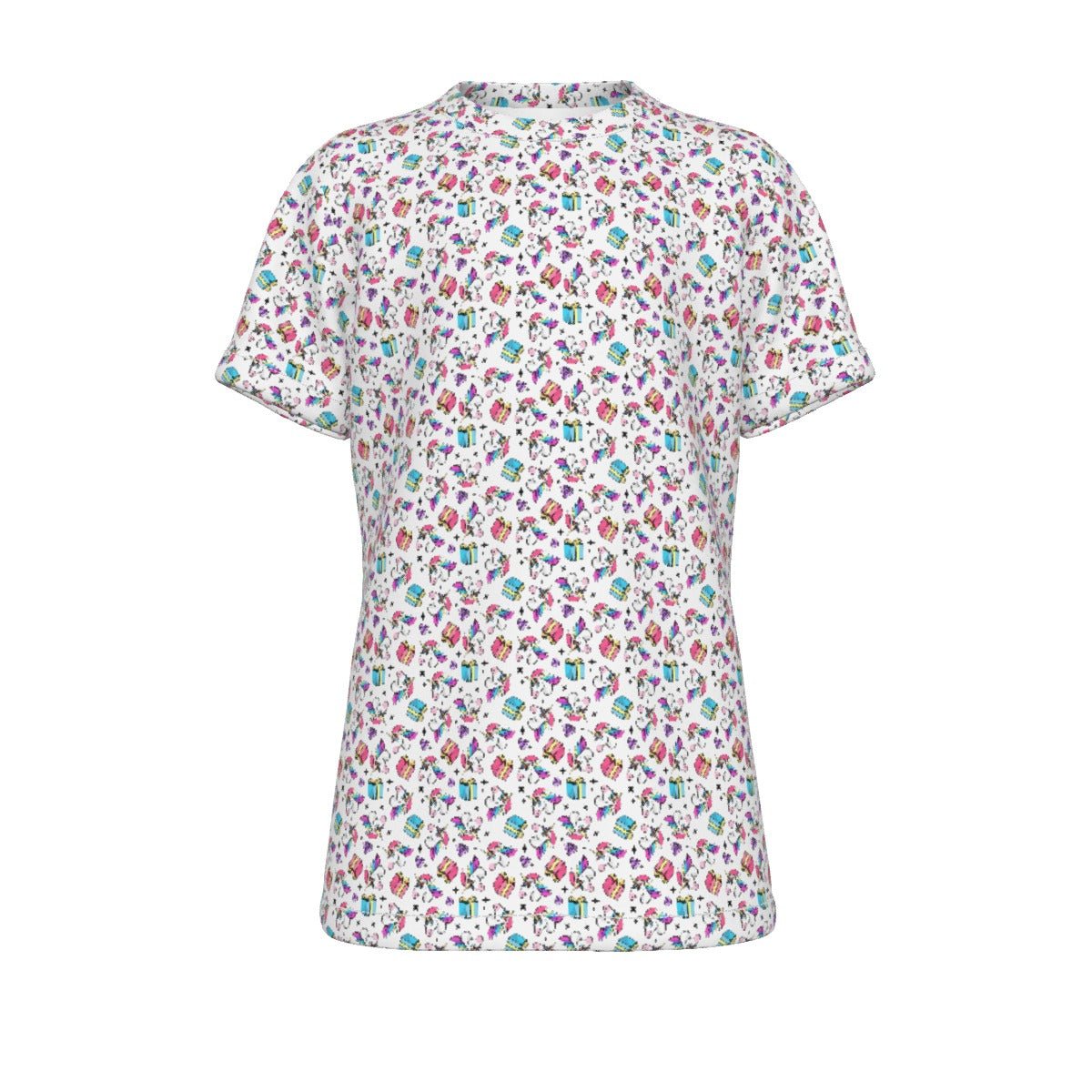 Kid's Christmas T-Shirt - Unicorn Pattern - Festive Style