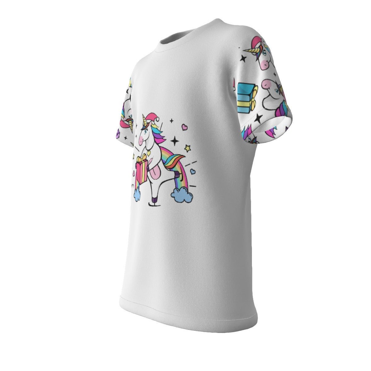 Kid's Christmas T-Shirt - Unicorn with Present - Festive Style
