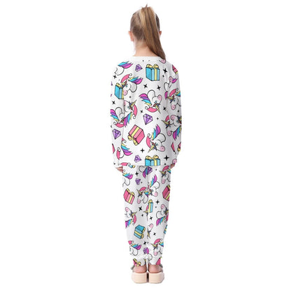 Kids Christmas Unicorn Pyjama Set - All Over Pattern - Festive Style
