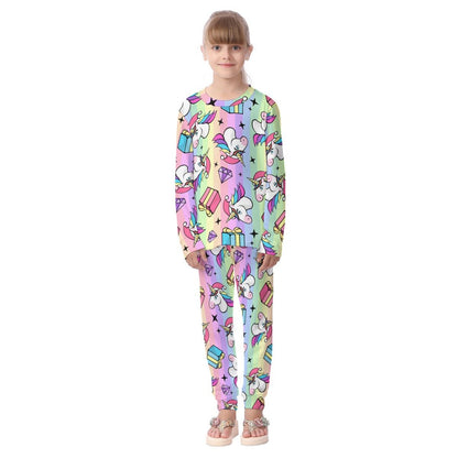 Kids Christmas Unicorn Pyjama Set - Rainbow - Festive Style