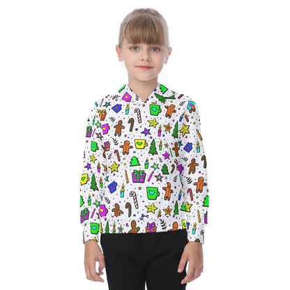 Kid's Fleece Christmas Hoodie - Bright Doodle - Festive Style