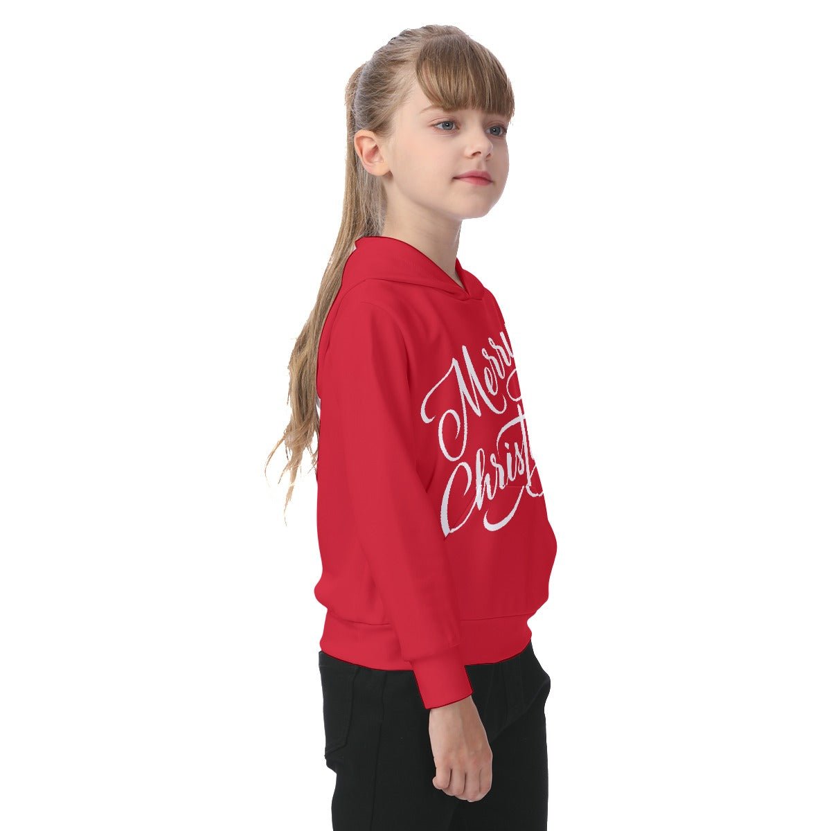 Kid's Fleece Christmas Hoodie - Merry Christmas - Red - Festive Style