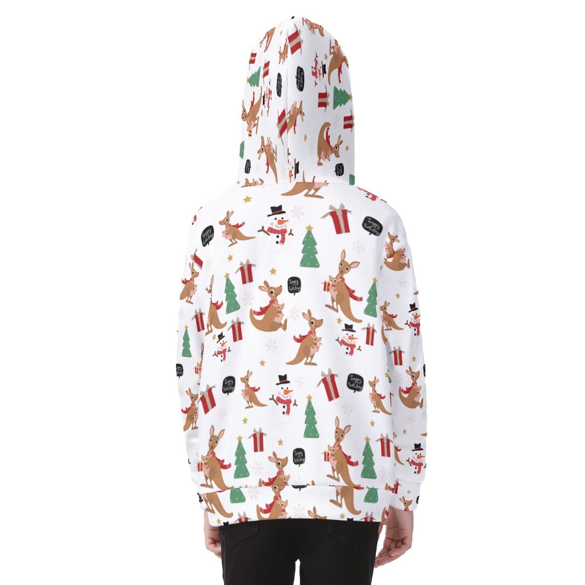 Kid's Fleece Zip Christmas Hoodie - Kangaroos - Festive Style