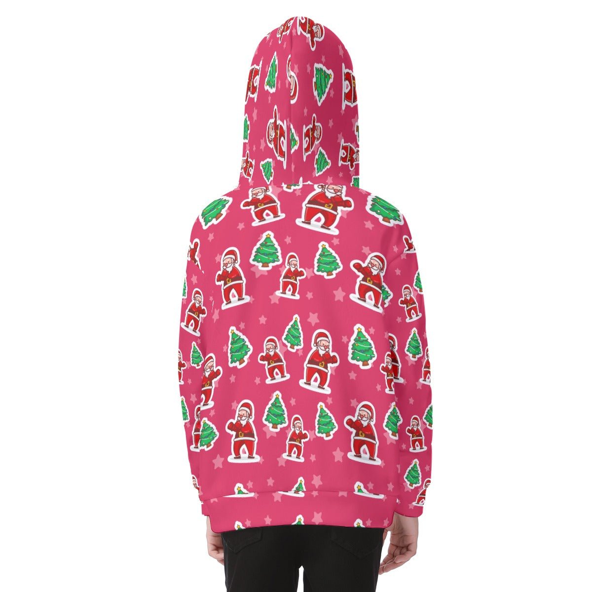 Kid's Fleece Zip Christmas Hoodie - Red Santa Boxing - Festive Style