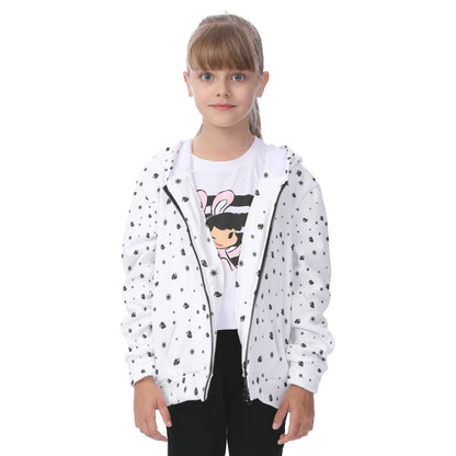 Kid's Fleece Zip Christmas Hoodie - Snowflakes and Hats - Festive Style