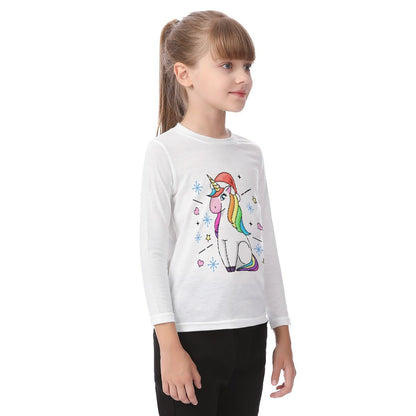 Kid's Long Sleeve Christmas T-shirt - Christmas Unicorn - Festive Style
