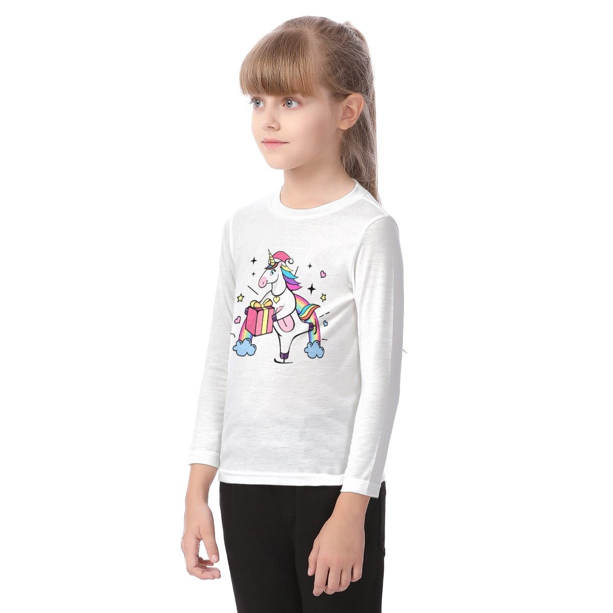 Kid's Long Sleeve Christmas T-shirt - Christmas Unicorn - Festive Style