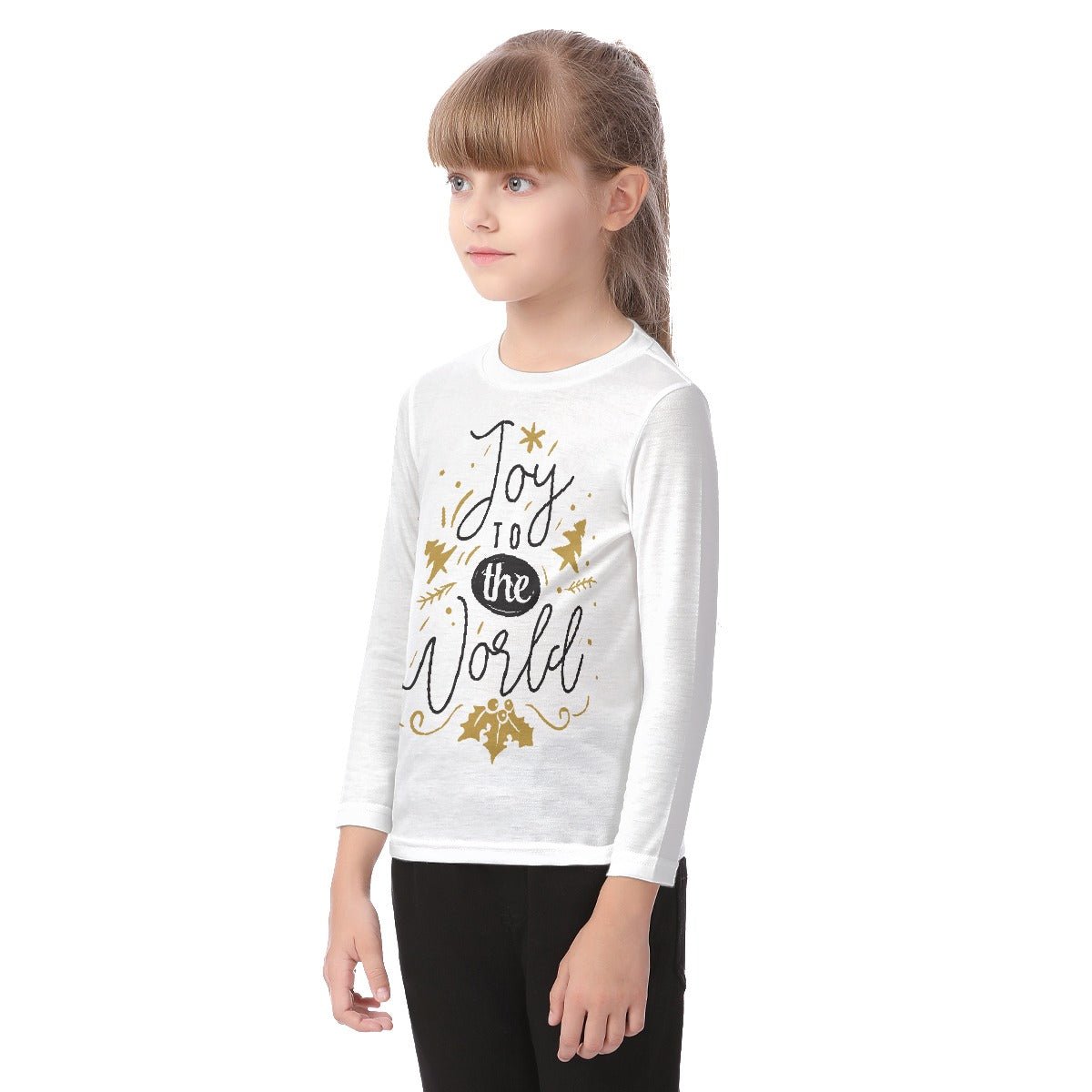 Kid's Long Sleeve Christmas T-shirt - Joy to the World - Festive Style