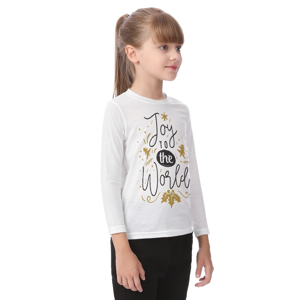 Kid's Long Sleeve Christmas T-shirt - Joy to the World - Festive Style