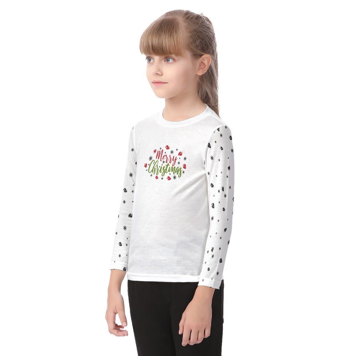 Kid's Long Sleeve Christmas T-shirt - Merry Christmas - Festive Style