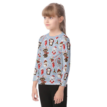 Kid's Long Sleeve Christmas T-shirt - Polar Kawaii - Festive Style