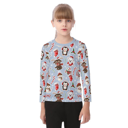 Kid's Long Sleeve Christmas T-shirt - Polar Kawaii - Festive Style