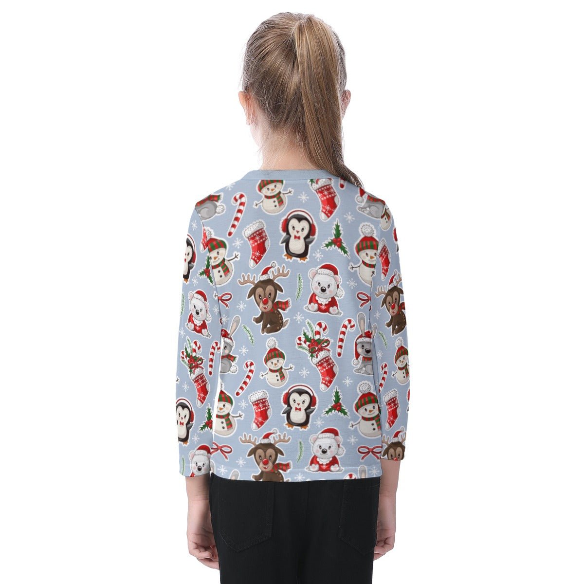 Kid's Long Sleeve Christmas T-shirt - Polar Kawaii - Festive Style