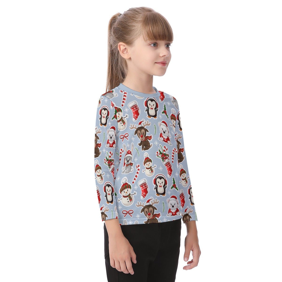 Kid's Long Sleeve Christmas T-shirt - Polar Kawaii - Festive Style