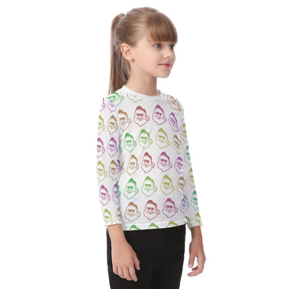 Kid's Long Sleeve Christmas T-shirt - Rainbow - Boss Santa - Festive Style