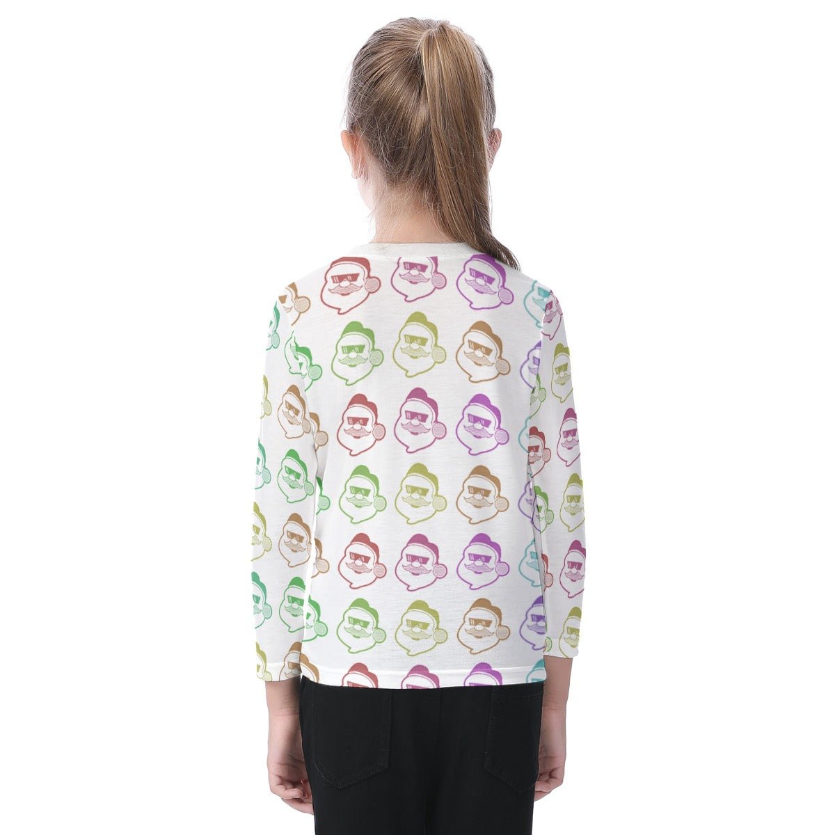 Kid's Long Sleeve Christmas T-shirt - Rainbow - Boss Santa - Festive Style