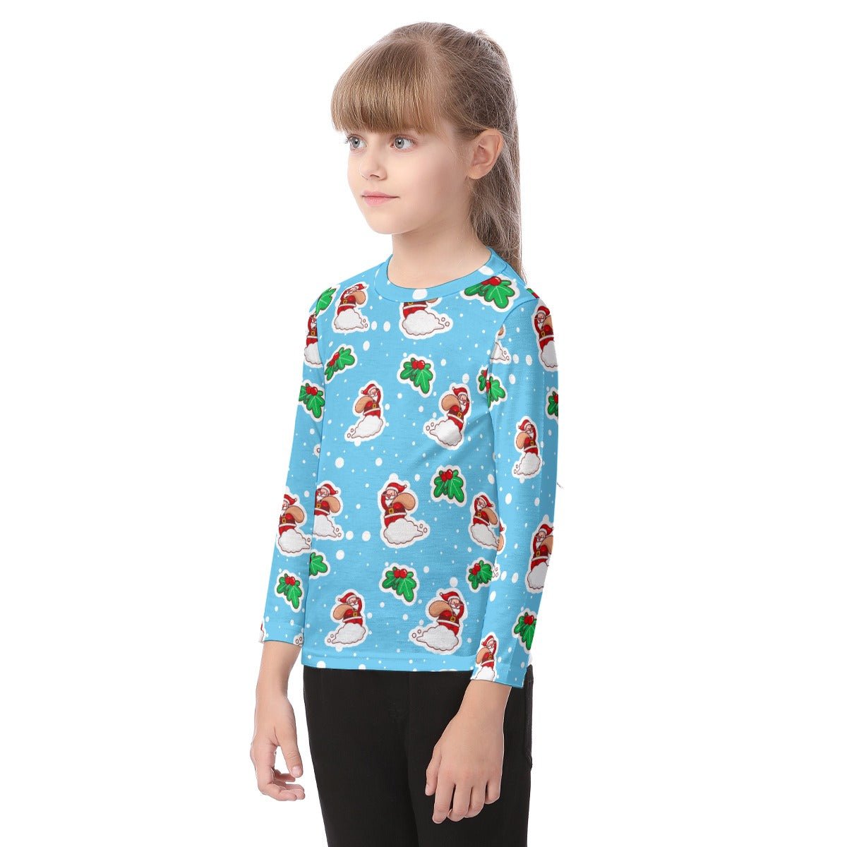 Kid's Long Sleeve Christmas T-shirt - Santa Cloud - Festive Style