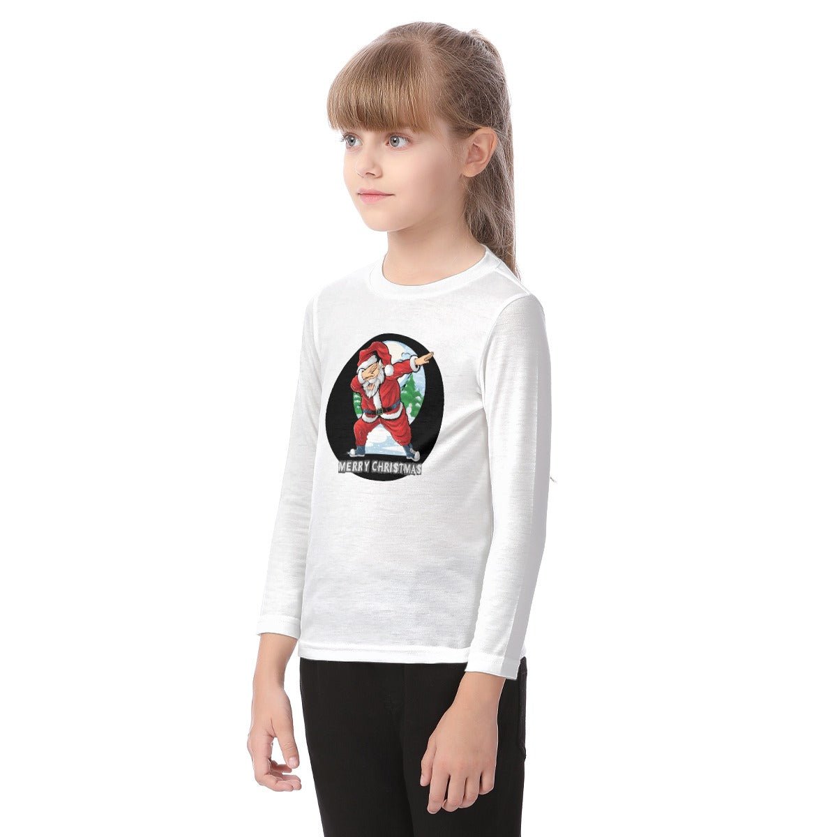 Kid's Long Sleeve Christmas T-shirt - Santa Dab Logo - Festive Style