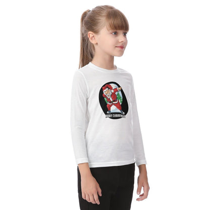 Kid's Long Sleeve Christmas T-shirt - Santa Dab Logo - Festive Style
