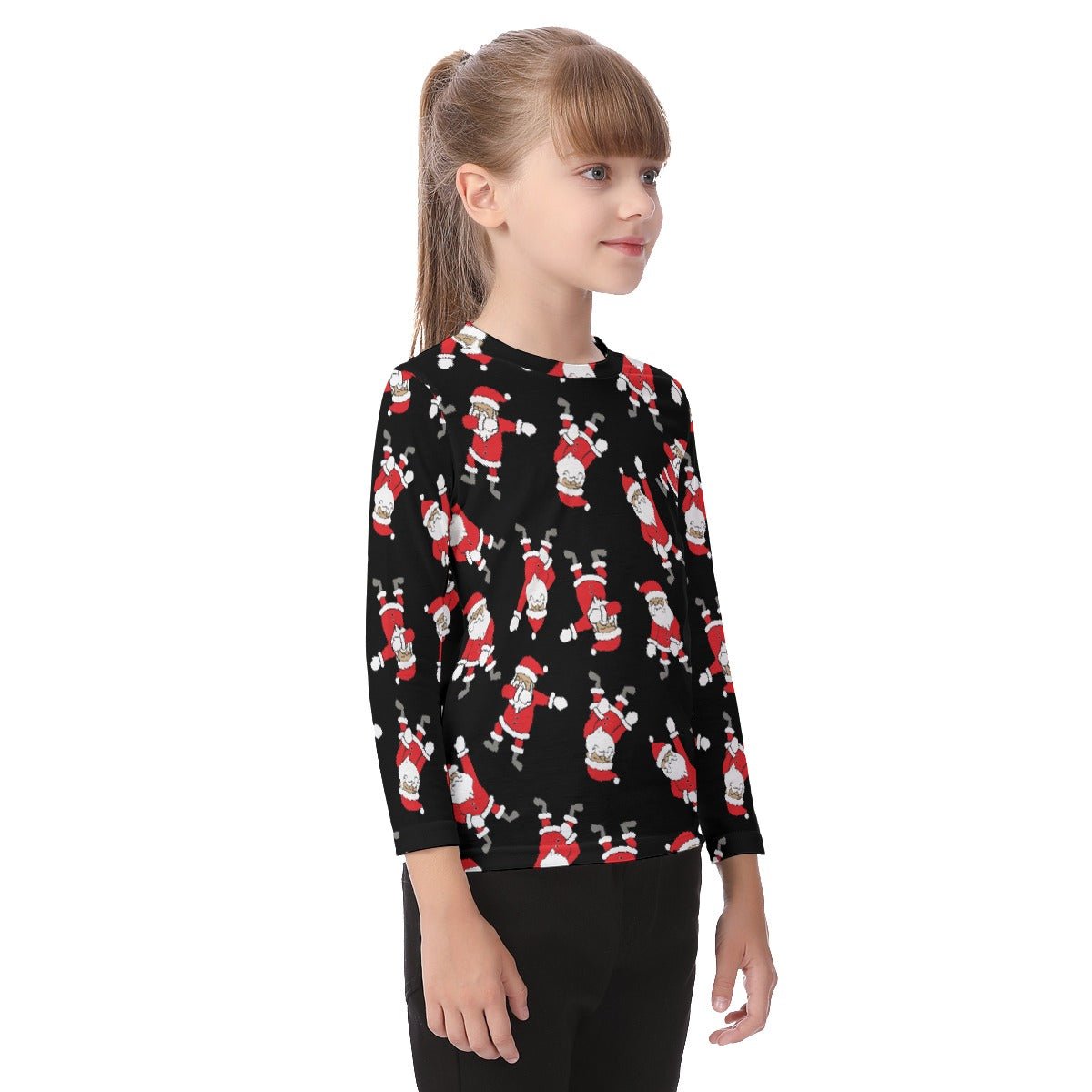 Kid's Long Sleeve Christmas T-shirt - Santa Dabs - Festive Style