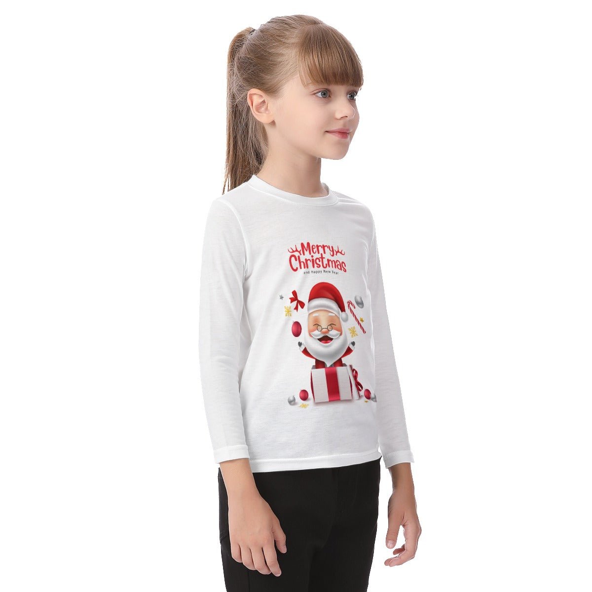 Kid's Long Sleeve Christmas T-shirt - Santa MC HNE - Festive Style