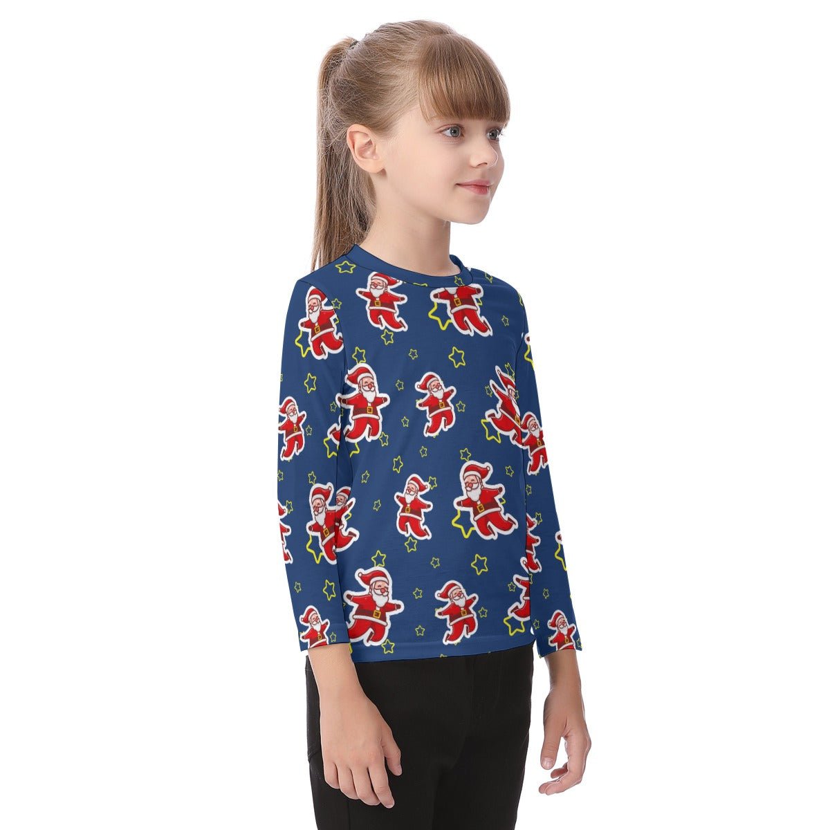 Kid's Long Sleeve Christmas T-shirt - Santa Night Time - Festive Style